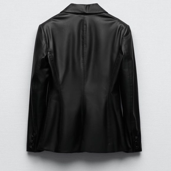Zara Leather Blazer Jacket - Picture 6 of 10